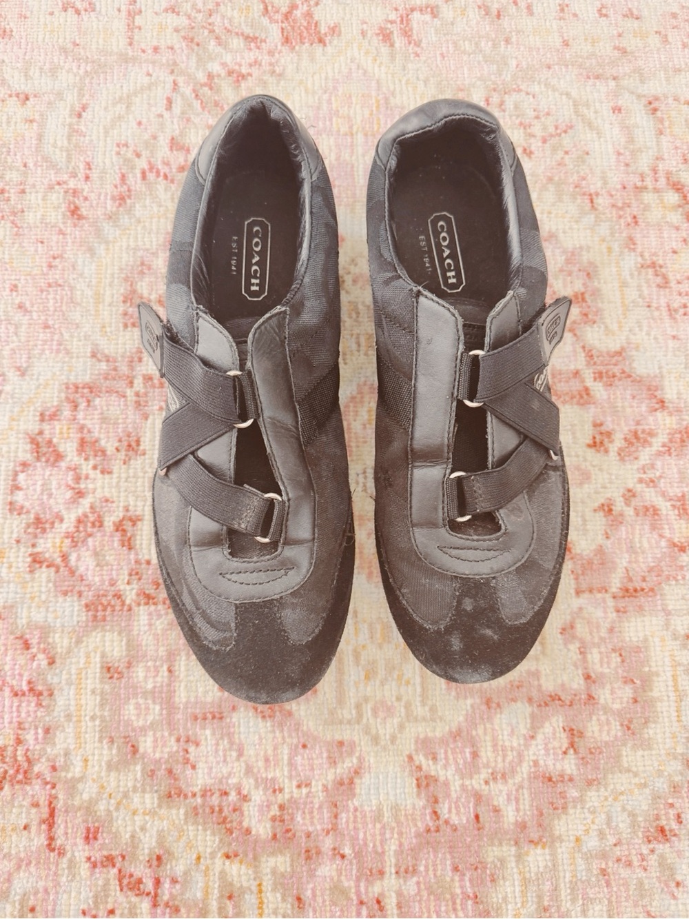 Coach Black Strap Sneakers with Metal Rings